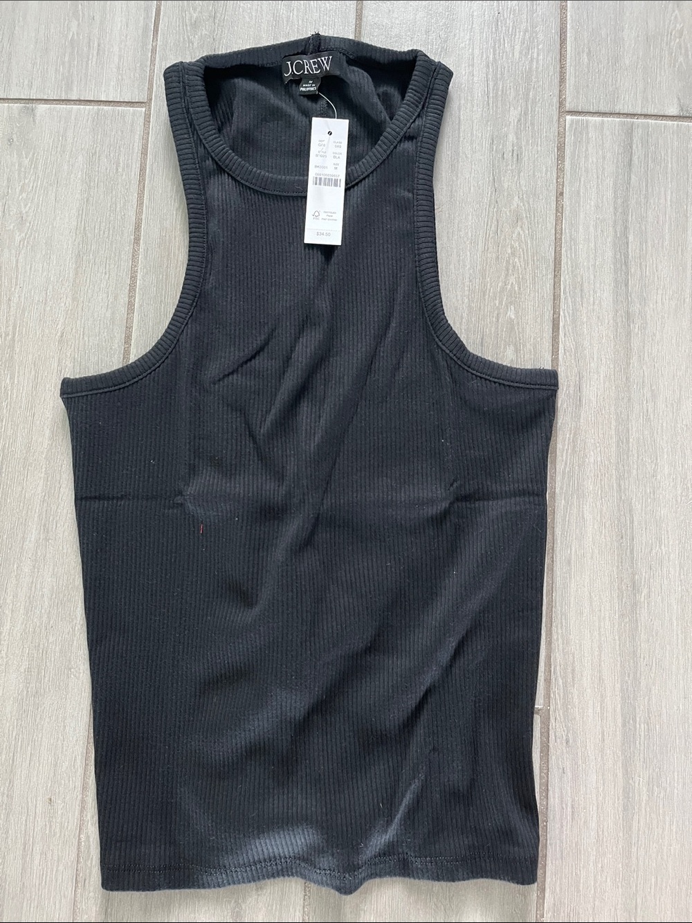 NWT J. Crew Black Ribbed Sleeveless Tank